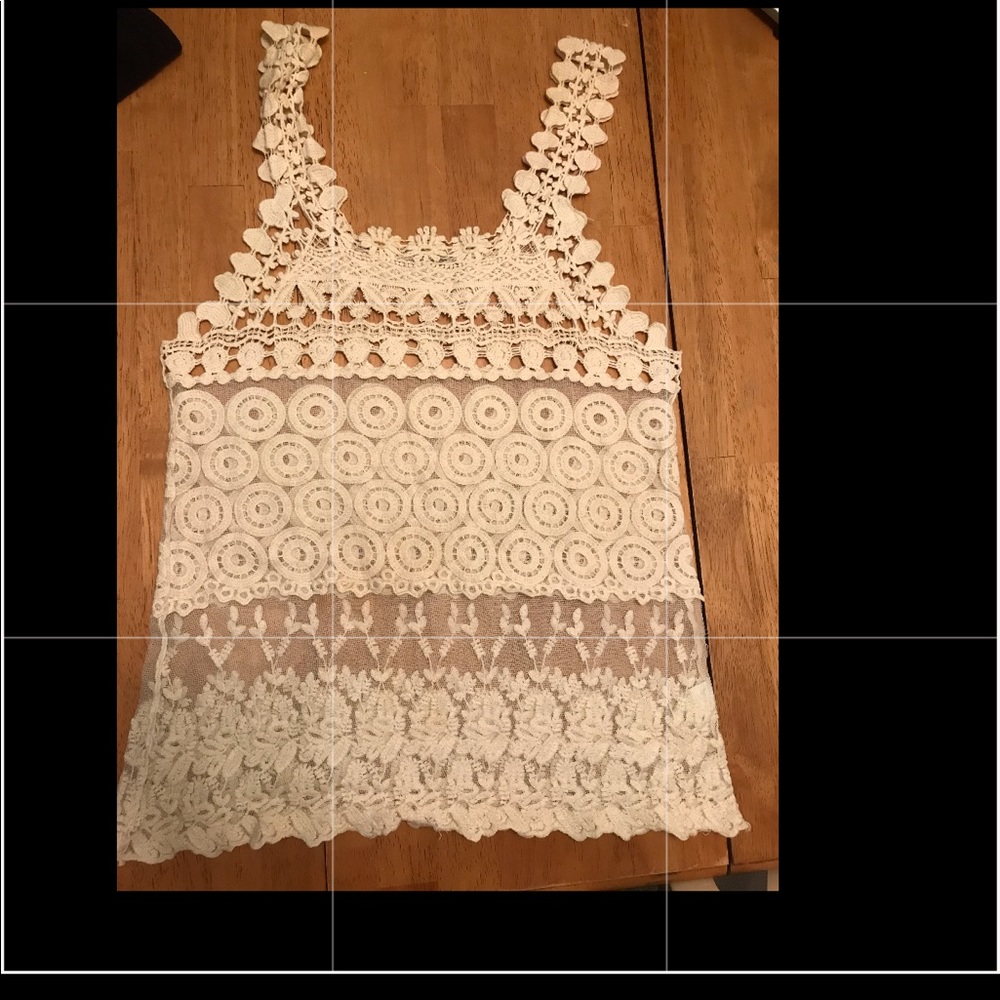 Off White crochet/ mesh top size Small